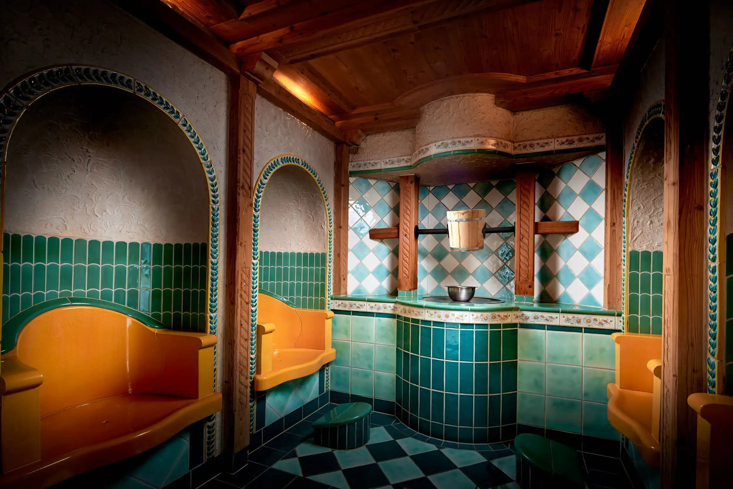 Kräuterbad · 60 °C · Luftfeuchtigkeit 40 % · Textilfrei Ja · im Wellnesshotel Jagdhof  · Deutschland · Bayern